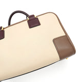 ロエベ アマソナ28 レザー バイカラー ハンドバッグ ベージュ / ブラウン