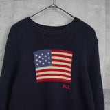 ポロ ラルフローレン 星条旗 ニット コットン ニット ネイビー