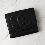 シャネル ココマーク キャビアスキン 二つ折り財布 ブラック 5番台7桁 ギャランティーカード付き - NEWSED