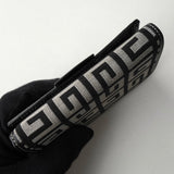 ジバンシィ ヴィンテージ Gロゴ キャンバス / レザー 二つ折り財布 グレー / ブラック 箱付き