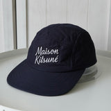 メゾン キツネ ロゴ 刺繍 キャップ 帽子 ネイビー