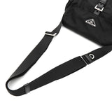 プラダ トライアングルロゴ テスート / レザー ショルダーバッグ ブラック