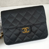 シャネル ココマーク マトラッセ サテン チェーン ショルダーバッグ ブラック