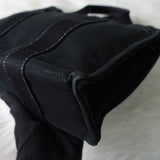 エルメス ドーヴィルPM キャンバス ハンドバッグ ブラック / ホワイトステッチ