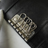 プラダ ポコノ ナイロン 三角プレート トライアングルロゴ サフィアーノ レザー 6連 キーケース ブラック - NEWSED