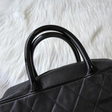 シャネル 6番台 ロゴ マトラッセ キャビアスキン ボーリングバッグ ミニボストンバッグ ブラック - NEWSED