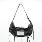 Half Shirring Ribbon Round Bag マーティン キム ロゴプレート リボン ワンショルダーバッグ ブラック