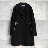 ジルサンダー レザー切り替え 変形 前立て ウールコート レディース ブラック / ホワイト