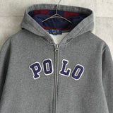 ポロ ラルフローレン フェルトロゴ フルジップ パーカー グレー