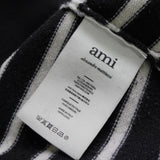 アミパリ アミ パリス ハートロゴ ボーダー ニット ブラック