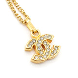 シャネル ココマーク ラインストーン ネックレス GP レディース