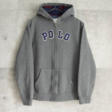 ポロ ラルフローレン フェルトロゴ フルジップ パーカー グレー