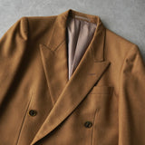 イヴ サンローラン ヴィンテージ YSLロゴ ボタン ウール ダブル テーラードジャケット キャメル メンズ