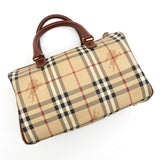 バーバリー ノバチェック PVC / レザー ミニボストンバッグ ハンドバッグ ベージュ レディース