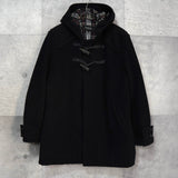 バーバリー ホースロゴ ノバチェック裏地 ダッフルコート ブラック メンズ