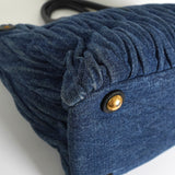 ミュウミュウ マテラッセ デニム / レザー 2way ハンドバッグ ショルダーバッグ ブルー / ブラック