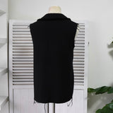 トリコ コムデギャルソン 2003年製 薔薇 装飾 カットオフ ウール ベスト レディース ブラック