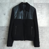 ディオール オム エディ期 異素材切り替え 中綿 キルティング ウール ブルゾン ニットジャケット ブラック