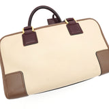 ロエベ アマソナ28 レザー バイカラー ハンドバッグ ベージュ / ブラウン