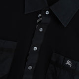 バーバリー ブラックレーベル ホースロゴ 切り替え 長袖ポロシャツ ブラック