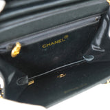 シャネル ココマーク マトラッセ サテン チェーン ショルダーバッグ ブラック