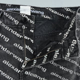 アレキサンダー ワン ロゴ 総柄 デニム ブラック レディース