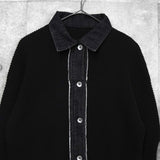 サカイ デニム ドッキング ウール ニット カーディガン ブラック / グレー