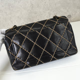 シャネル ココマーク ワイルドステッチ カーフスキン 2way チェーンショルダーバッグ ハンドバッグ ブラック