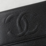 シャネル 7桁8番台 ココマーク キャビアスキン 三つ折り財布 ブラック ギャランティーカード付き - NEWSED