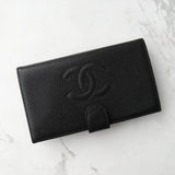 シャネル 7桁8番台 ココマーク キャビアスキン スナップボタン 二つ折り財布 ブラック ギャランティーカード付き - NEWSED