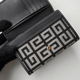 ジバンシィ ヴィンテージ Gロゴ キャンバス / レザー 二つ折り財布 グレー / ブラック 箱付き