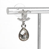 シャネル ココマーク ラインストーン スイング ティアドロップ ストーン ピアス シルバー