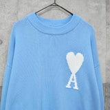 アミパリ アミ パリス ハートロゴ ニット ブルー