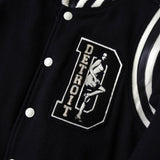 ヒステリックグラマー ガール ワッペン レザー切り替え ウール スタジャン ブラック