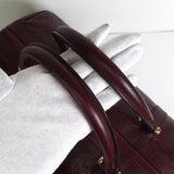 セリーヌ マカダム レザー 型押し ミニ ボストンバッグ ボルドー