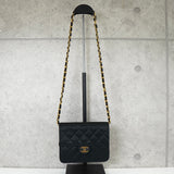 シャネル ココマーク マトラッセ サテン チェーン ショルダーバッグ ブラック