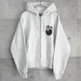 ステューシー ジップアップ パーカー 8ボール プリント グレー - NEWSED