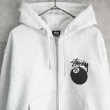 ステューシー ジップアップ パーカー 8ボール プリント グレー - NEWSED