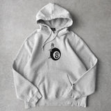 ステューシー 8ボール 刺繍 パーカー フーディー ライトグレー - NEWSED