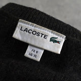 ラコステ ロゴパッチ ケーブル編み ニット ブラック