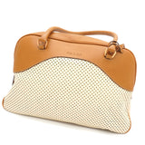 プラダ ロゴ パンチングレザー ハンドバッグ ベージュ