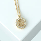 クリスチャン ディオール Diorロゴ オーバル ラインストーン ネックレス GPゴールド