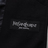 イヴサンローラン ヴィンテージ YSLロゴ ウール ステンカラーコート ブラック メンズ