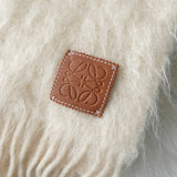 ロエベ アナグラム レザーパッチ モヘア マフラー ホワイト