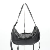 Half Shirring Ribbon Round Bag マーティン キム ロゴプレート リボン ワンショルダーバッグ ブラック