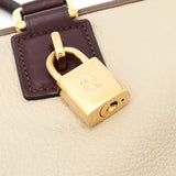 ロエベ アマソナ28 レザー バイカラー ハンドバッグ ベージュ / ブラウン