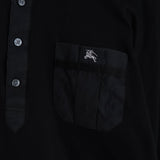 バーバリー ブラックレーベル ホースロゴ 切り替え 長袖ポロシャツ ブラック