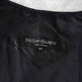 イヴ サンローラン ヴィンテージ エンボス YSLロゴ レザージャケット レザーブルゾン ブラック