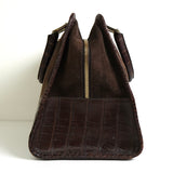 ロエベ アマソナ28 スエード / クロコ ハンドバッグ ブラウン