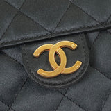 シャネル ココマーク マトラッセ サテン チェーン ショルダーバッグ ブラック